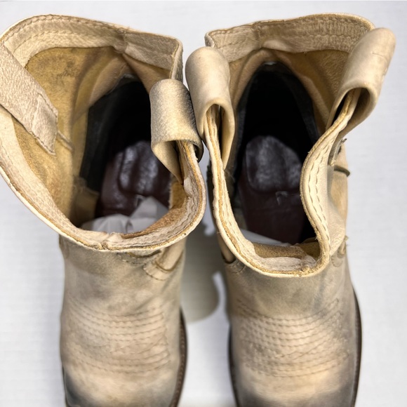 Diesel Booties Womens Leather Western Stacked Heel Distressed Boho - Picture 13 of 16